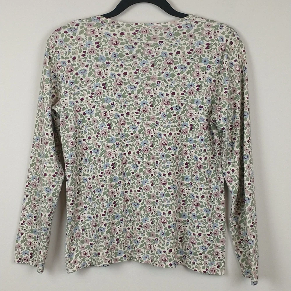 Lake Pima Crew Pajama Top Womens Small Floral Long Sleeve Lounge Shirt